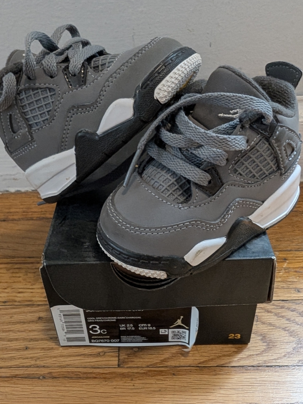 Jordan Toddler Retro 4 Size 3C 'Cool Grey'  Sneakers